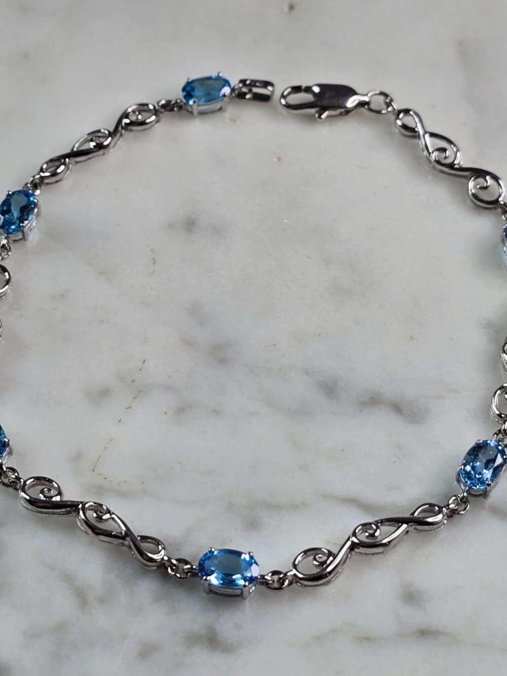 Womens Vintage Estate Sterling Silver Topaz Bracelet 3.8g E5773